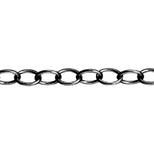 Cable Chain 3.3 x 4.25mm - Sterling Silver Black Diamond