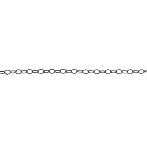 Flat Cable Chain 2.25 x 3.2mm - Sterling Silver Black Diamond