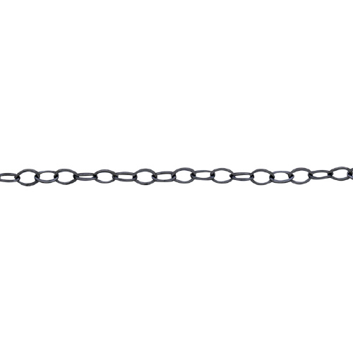 Flat Cable Chain 2.75 x 4.15mm - Sterling Silver Black Diamond