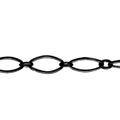 Fancy Chain 4.4 x 7.7mm - Sterling Silver Black Diamond