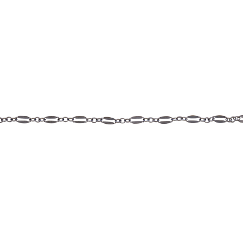 Long & Short Dapped Chain - 4.9 x 2.1mm - Sterling Silver Black Diamond