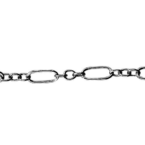 Long & Short Chain 2.5 x 5.4mm - Sterling Silver Black Diamond