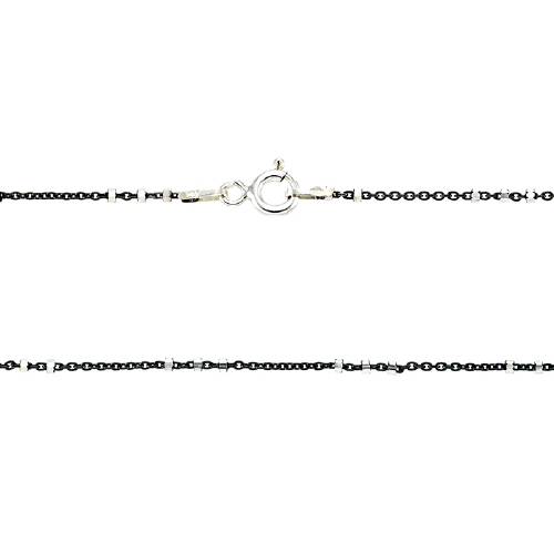 Satellite chain - 1.07 mm with 3  1.64mm 8 sided diamond cut sterling silver beads 16