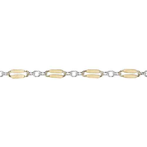 Long & Short Dapped Chain with long dapped gold filled 2.06 x 4.09mm link and 3 short sterling silver links - Sterling Silver Gold Filled - Two Tone