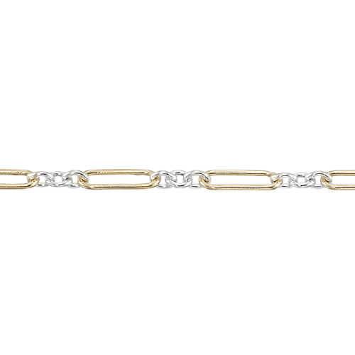 Long & Short Chain with oblong 2.2 x 6.7mm Gold Filled & 3 short Sterling Silver links - Two Tone