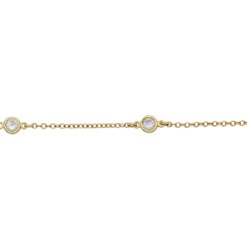 CZ Chain 1.6 x 2mm with 4mm CZ - Sterling Silver Gold Plated