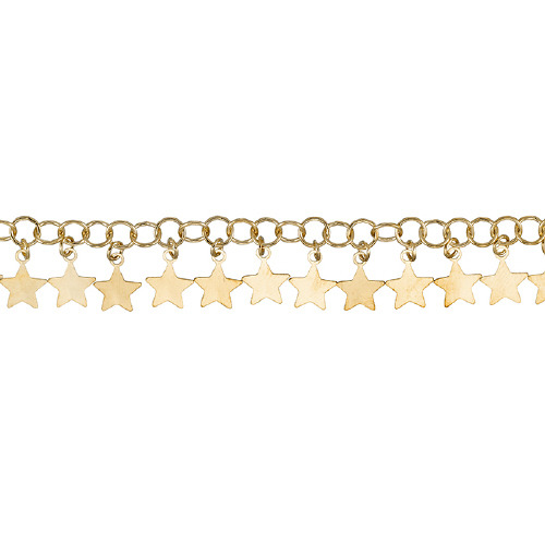 Cable Chain 3.4mm with Dangling 4mm Star - Sterling Silver Gold Plated