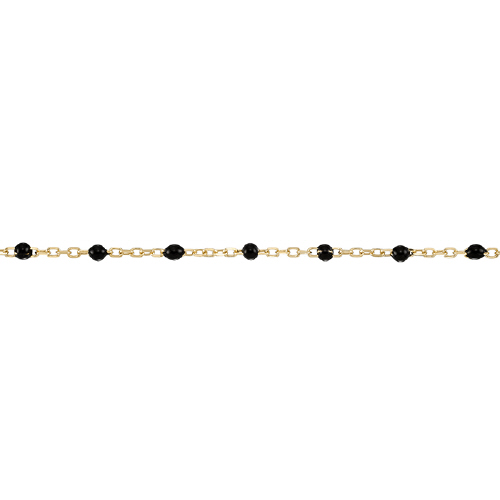 Enamel Chain 1.3mm with 2mm Black Round Enamel - Sterling Silver Gold Plated