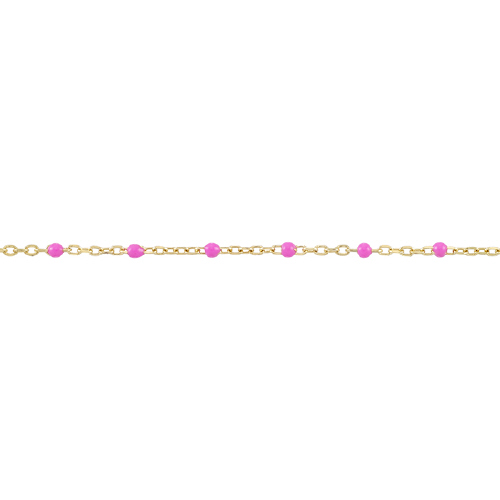 Enamel Chain 1.3mm with 2mm Fusc Round Enamel - Sterling Silver Gold Plated