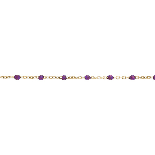 Enamel Chain 1.5mm with 2mm Tanzanite Round Enamel - Sterling Silver Gold Plated