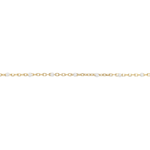 Enamel Chain 1.3mm with 2mm White Round Enamel - Sterling Silver Gold Plated