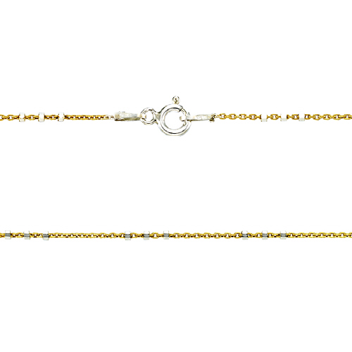 Satellite chain - 1.07 mm with 3  1.64mm 8 sided diamond cut sterling silver beads 16