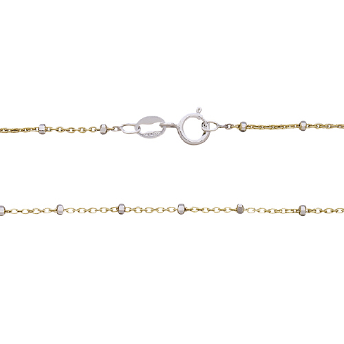 Satellite chain - 1.07 mm cable chain with 1.64mm 8 sided diamond cut sterling silver bead 15