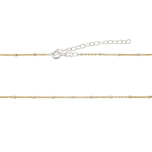 Satellite chain - 1.07 mm cable chain with 1.64mm 8 sided diamond cut sterling silver bead 16