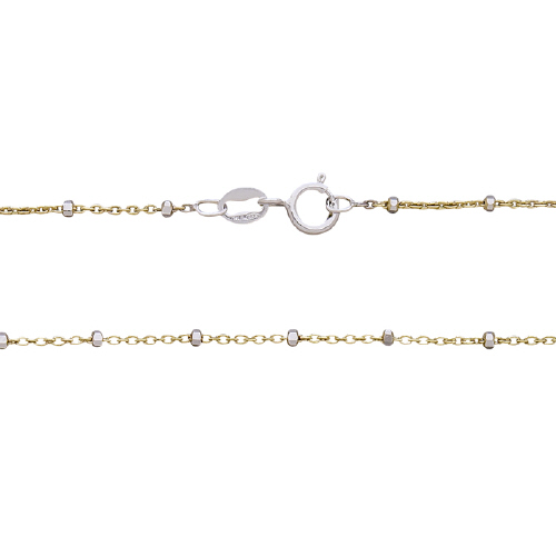 Satellite chain - 1.07 mm cable chain with 1.64mm 8 sided diamond cut sterling silver bead 16