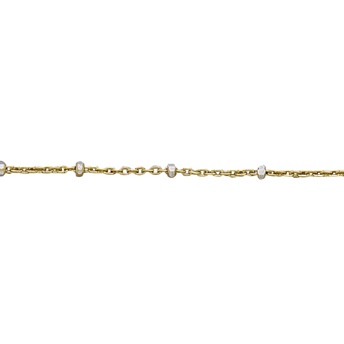 Satellite chain - 1.07 mm cable chain with 1.64mm 8 sided diamond cut sterling silver bead - Sterling Silver Gold Plated