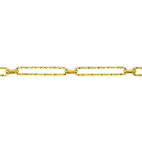 Fancy Rectangular Diamond Cut Chain 4.7 x 24.5mm - Sterling Silver Gold Plated