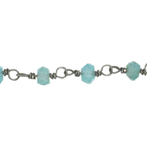 Aquamarine Chain - Sterling Silver Oxidized