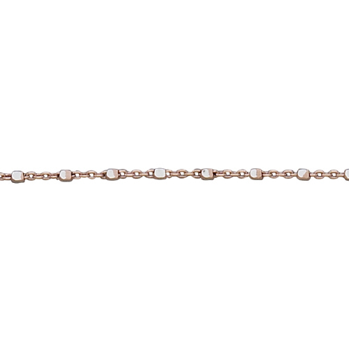 Satellite Chain with Sterling Silver  Diamond Cut Beads  1 x 1.4mm- Sterling Silver Rose Gold Plated
