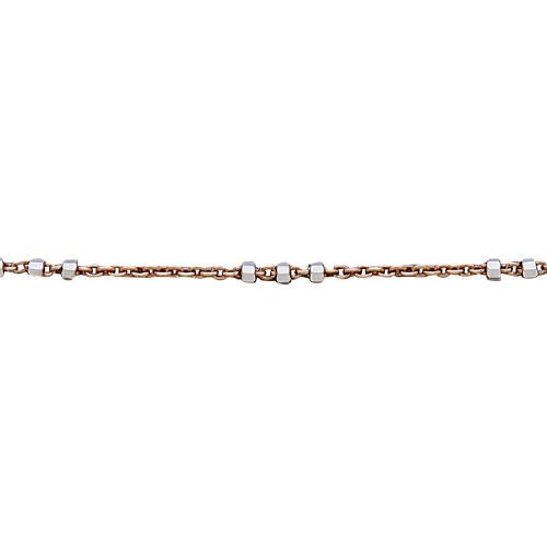 Satellite chain - 1.07 mm with 3  1.64mm 8 sided diamond cut sterling silver beads - Sterling Silver Rose Gold Plated