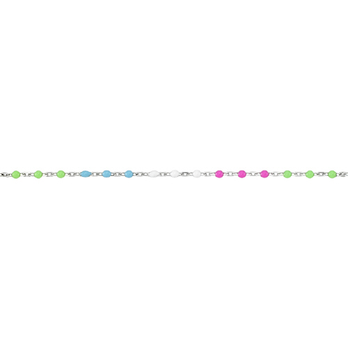 Enamel Chain 1.3mm with 2mm Multi Color Round Enamel - Sterling Silver Rhodium Plated