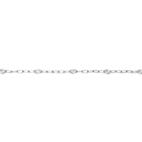 Starburst Chain 2.2 x 2.6mm with 2.1mm 5 paper clip links - Sterling Silver Rhodium Plated