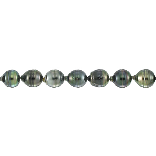 Tahitian Pearl - Round with lines - 8-10mm - Dark Grey