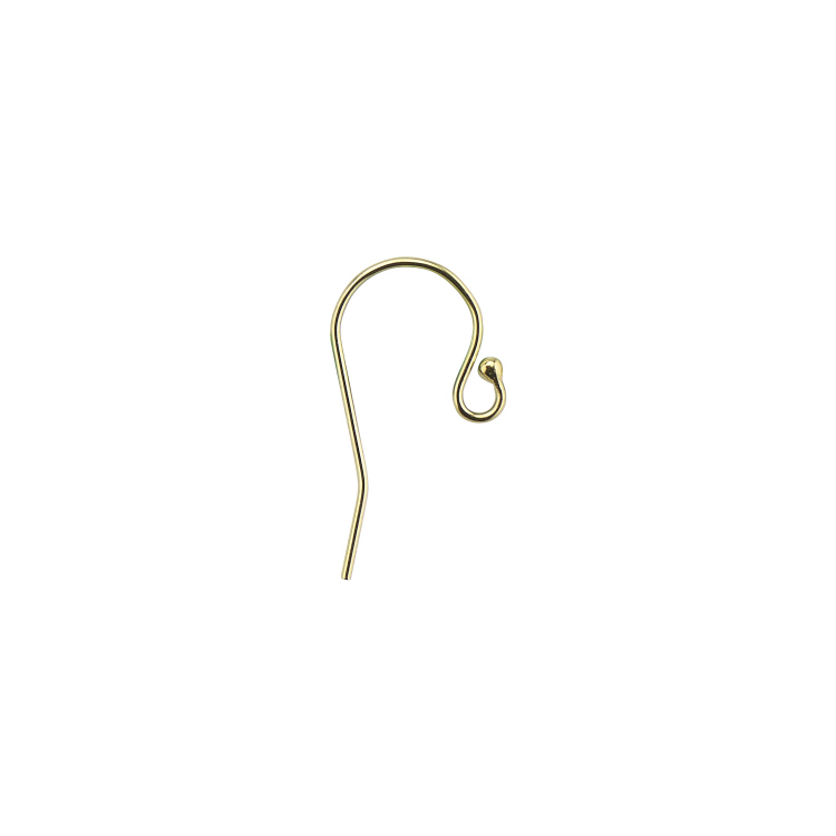 French Earwires - Plain with Ball End  - 14 Karat Gold
