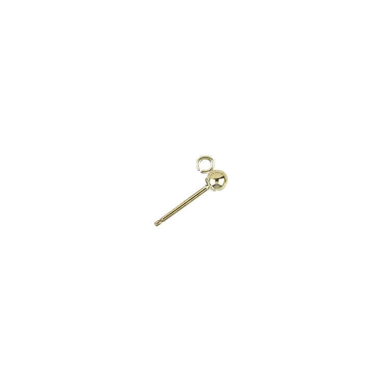 3mm Ball Earring with Ring  - 14 Karat Gold