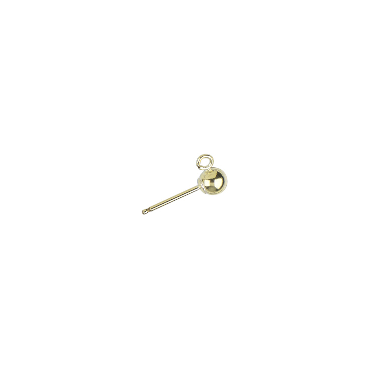 4mm Ball Earring with Ring  - 14 Karat Gold
