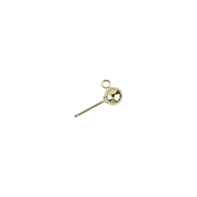 5mm Ball Earring with Ring  - 14 Karat Gold