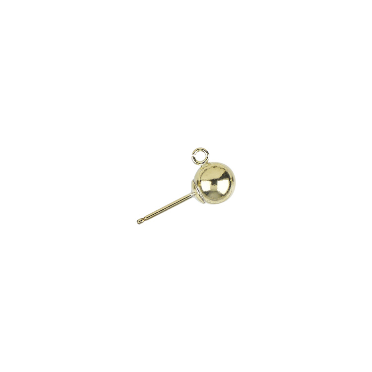 6mm Ball Earring with Ring  - 14 Karat Gold