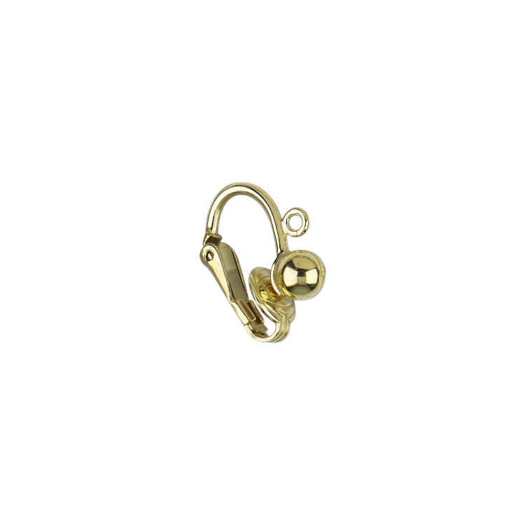 Earclip/ Clip-on W/ 5mm Ball/Ring - Sterling Silver With Gold Plating