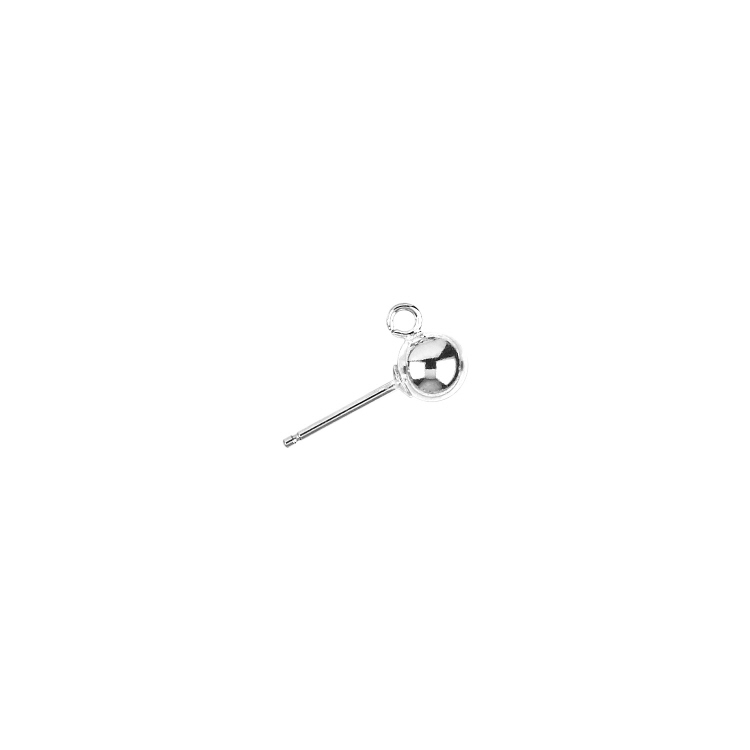 5mm Ball Earring with Ring   - Sterling Silver