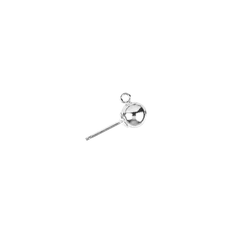 6mm Ball Earring with Ring   - Sterling Silver