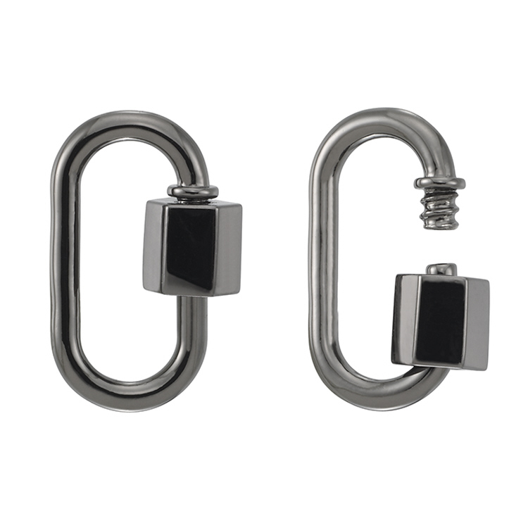 Carabiner Clasp 11.3 x 18.9mm - Sterling Silver Black Rhodium Plated