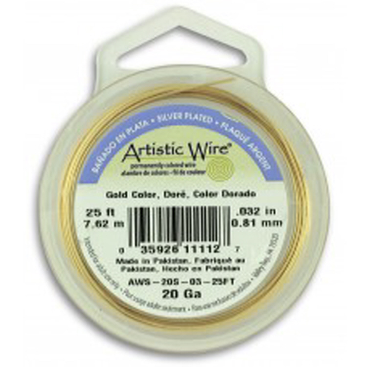 Artisitic Wire 20 guage 25ft - Silver Plated, Gold Color