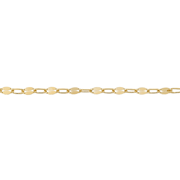 Dapped Chain 3.3 x 5.3mm with 2.1mm 3 paper clip links - Gold Filled
