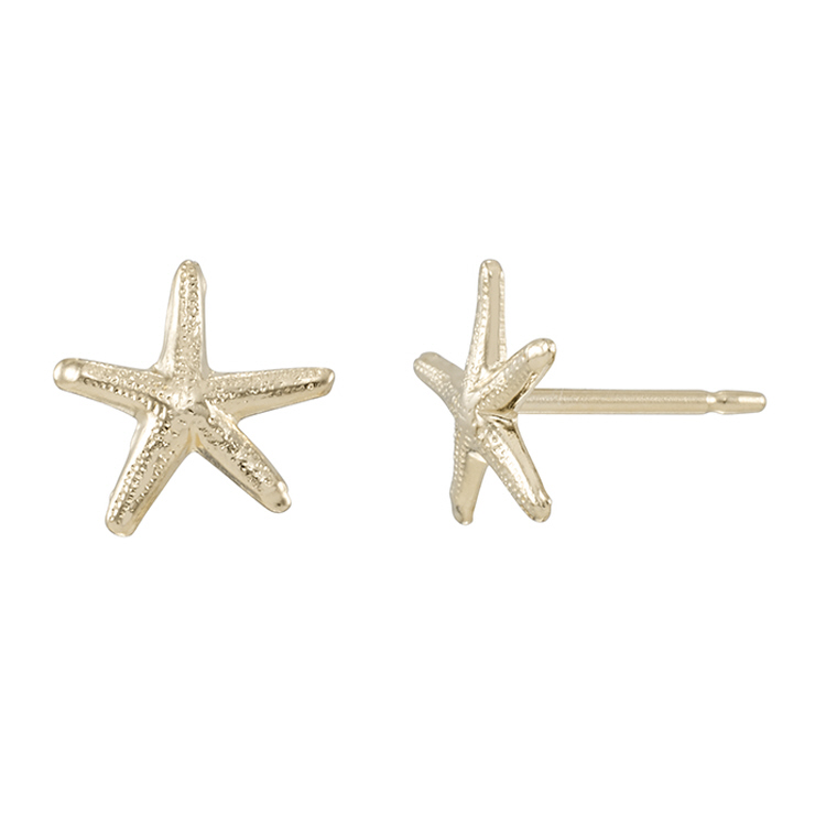 7.9 x 7.5mm Small Star Fish Post Earrings - Gold Filled