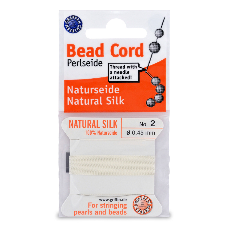 White Silk Carded Thread with needle- Size 2