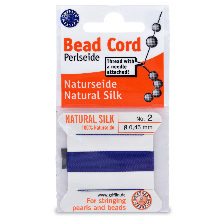 Dark Blue Silk Carded Thread with needle- Size 2