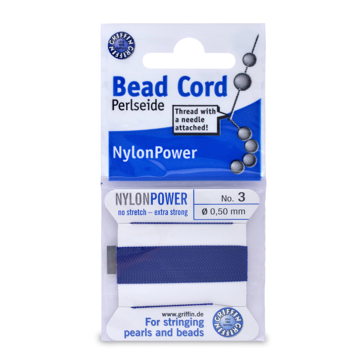 Dark Blue Silk Carded Thread with needle- Size 3
