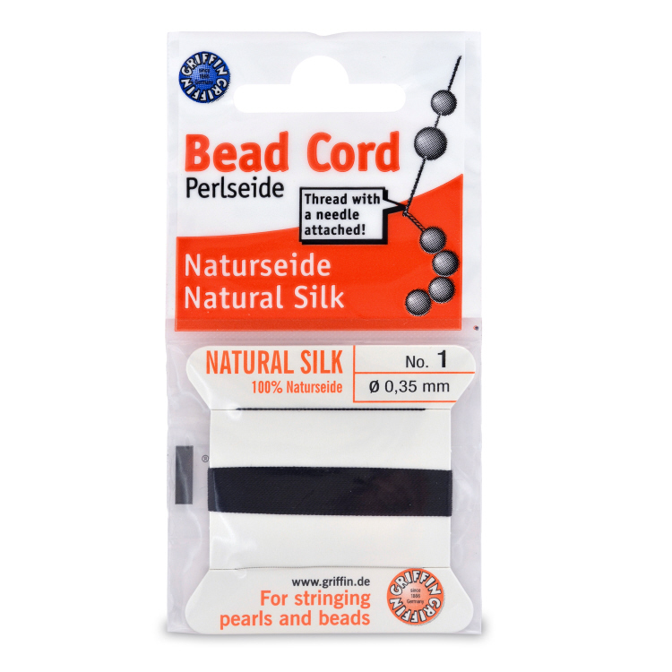 Black Silk Carded Thread with needle- Size 1