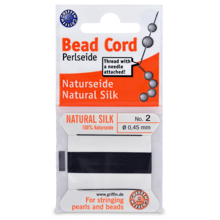 Black Silk Carded Thread with needle- Size 2