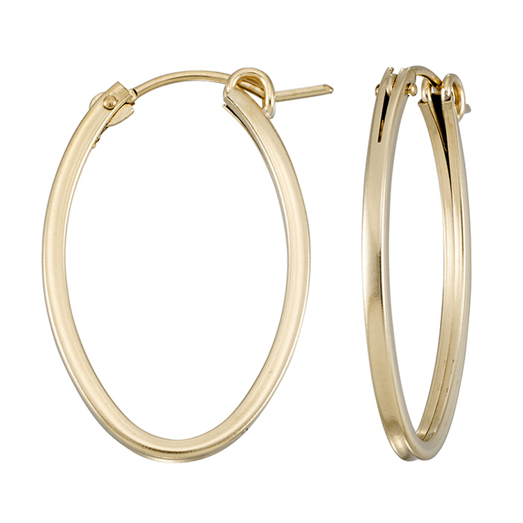 Oval Hoop Earrings 2 x 30mm - Square Wire - Gold Filled