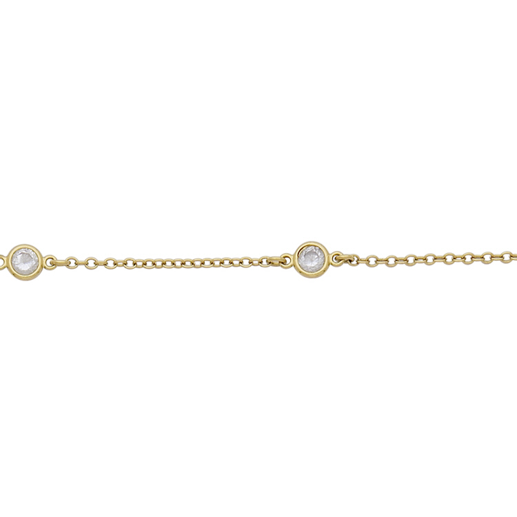 CZ Chain 1.6 x 2mm with 4mm CZ - Sterling Silver Gold Plated